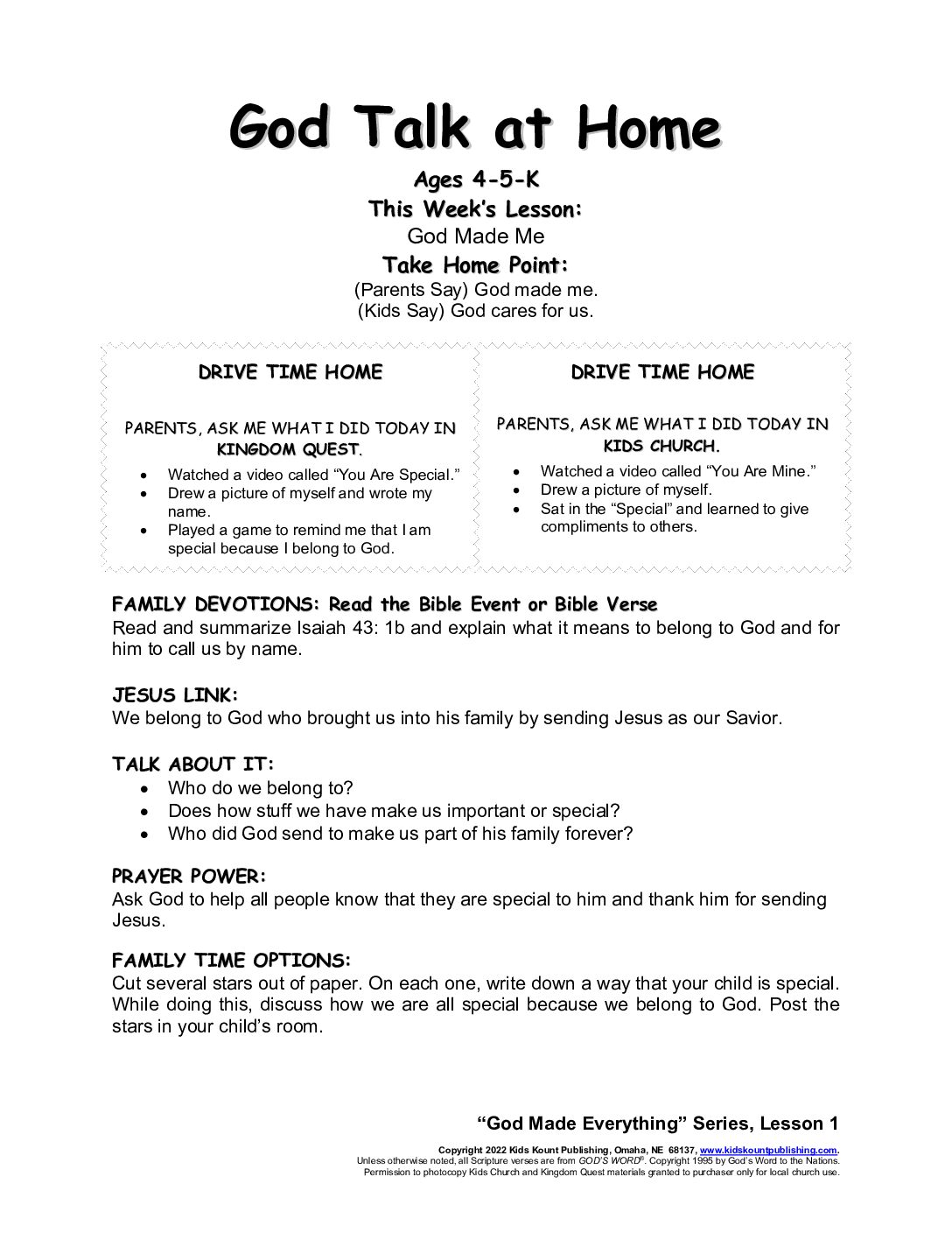 Kids Church 4-5-K Sample