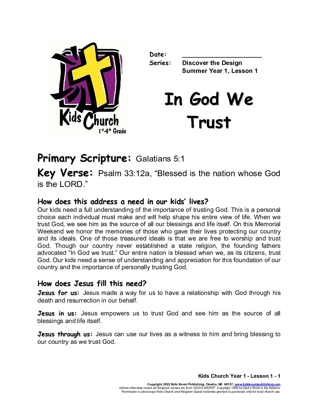 Kids Church Gr 1-4 Sample