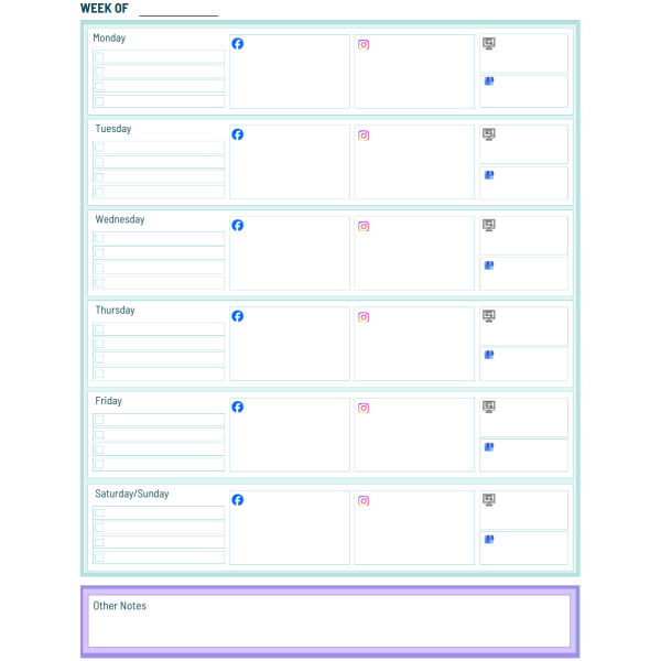 Social media and website content calendar